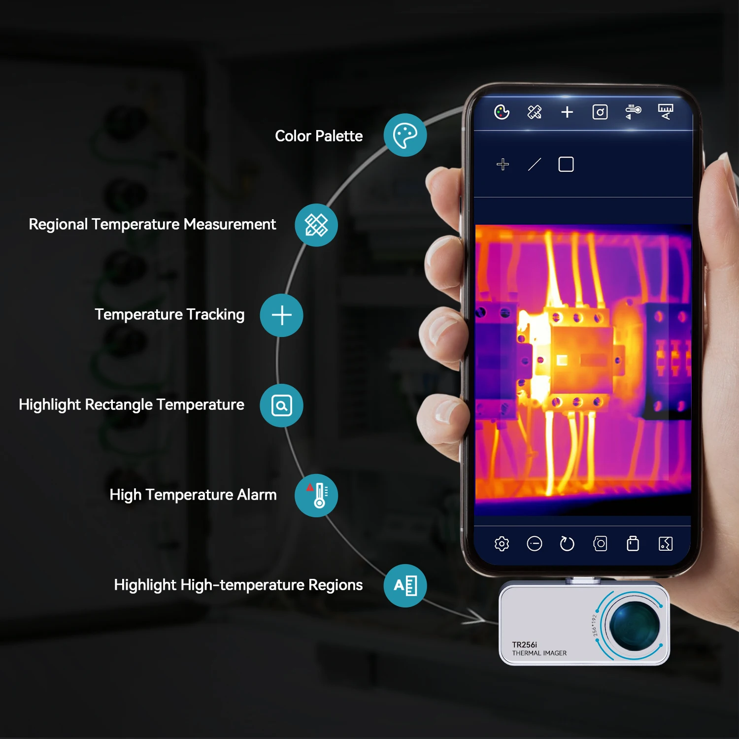 กล้องถ่ายภาพความร้อน MILESEEY รุ่น TR256i ความละเอียด 192*256 สำหรับ Android และ iOS เหมาะสำหรับงานซ่อมแผงวงจรพิมพ์ การตรวจสอบในครัวเรือน และงานอุตสาหกรรม
