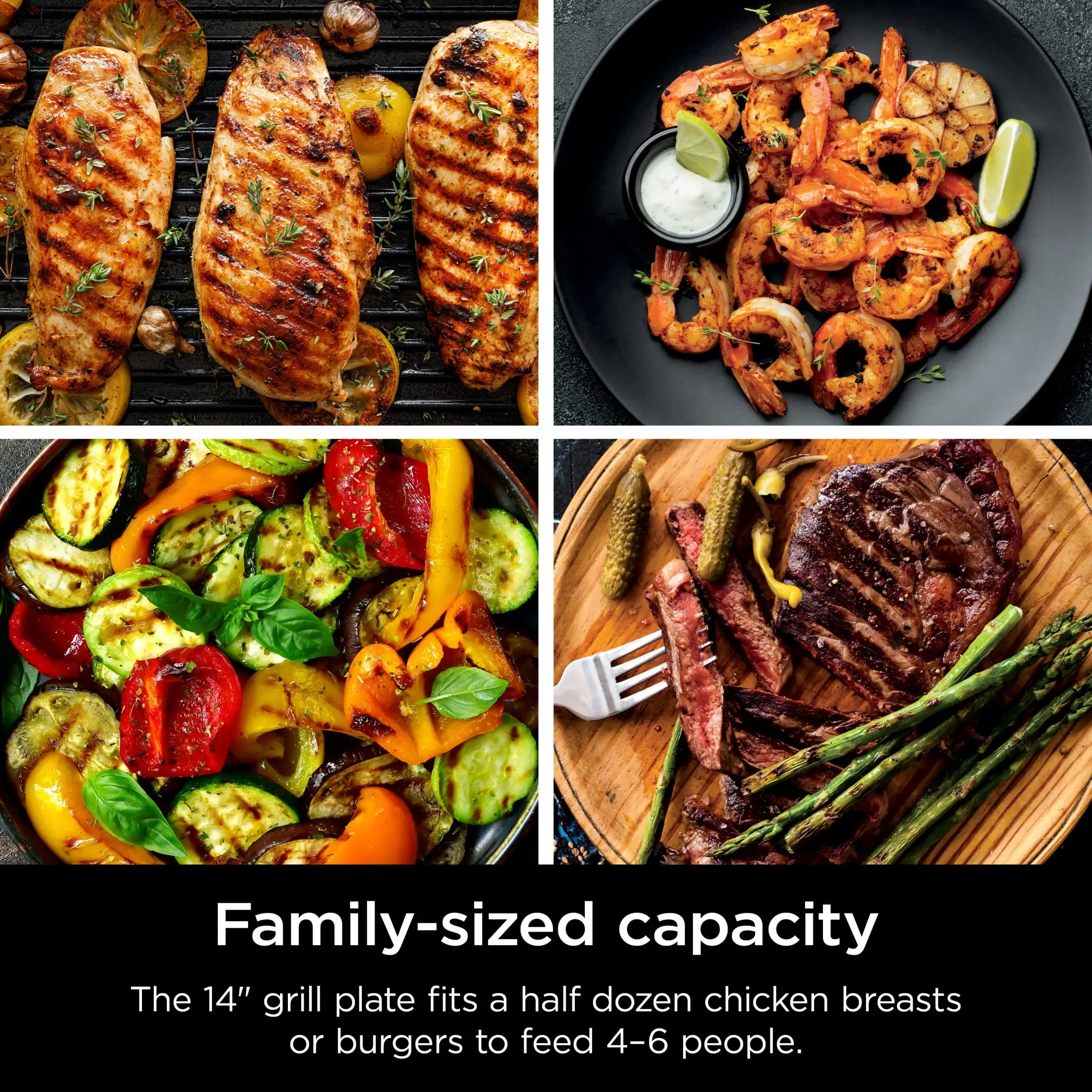 Ninja Sizzle 屋内グリル、焦げ付き防止グリルプレート付き、GR100