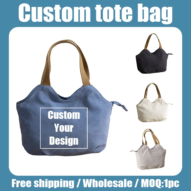 

Холщовая большая сумка с принтом логотипа на заказ, женские высококачественные персонализированные сумки для покупок, простые и повседневные сумки «сделай сам», оптовая продажа