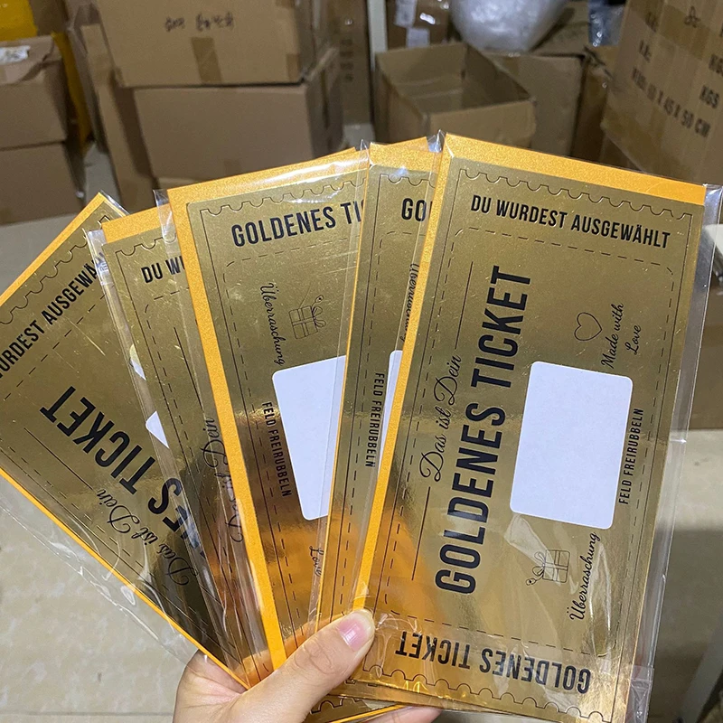 Tarjeta para rascar billetes con sobre, boleto para rascar, regalo sorpresa, tarjeta de boda, billete de concierto, cine, valla, rifa, regalo