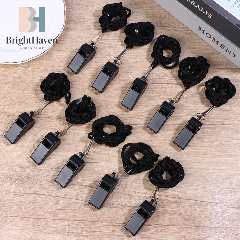 

2/5/10Pcs High Quality Black Whistle For Sports Football Basketball Referee Training Outdoor Survival Whistle With Lanyard B.H