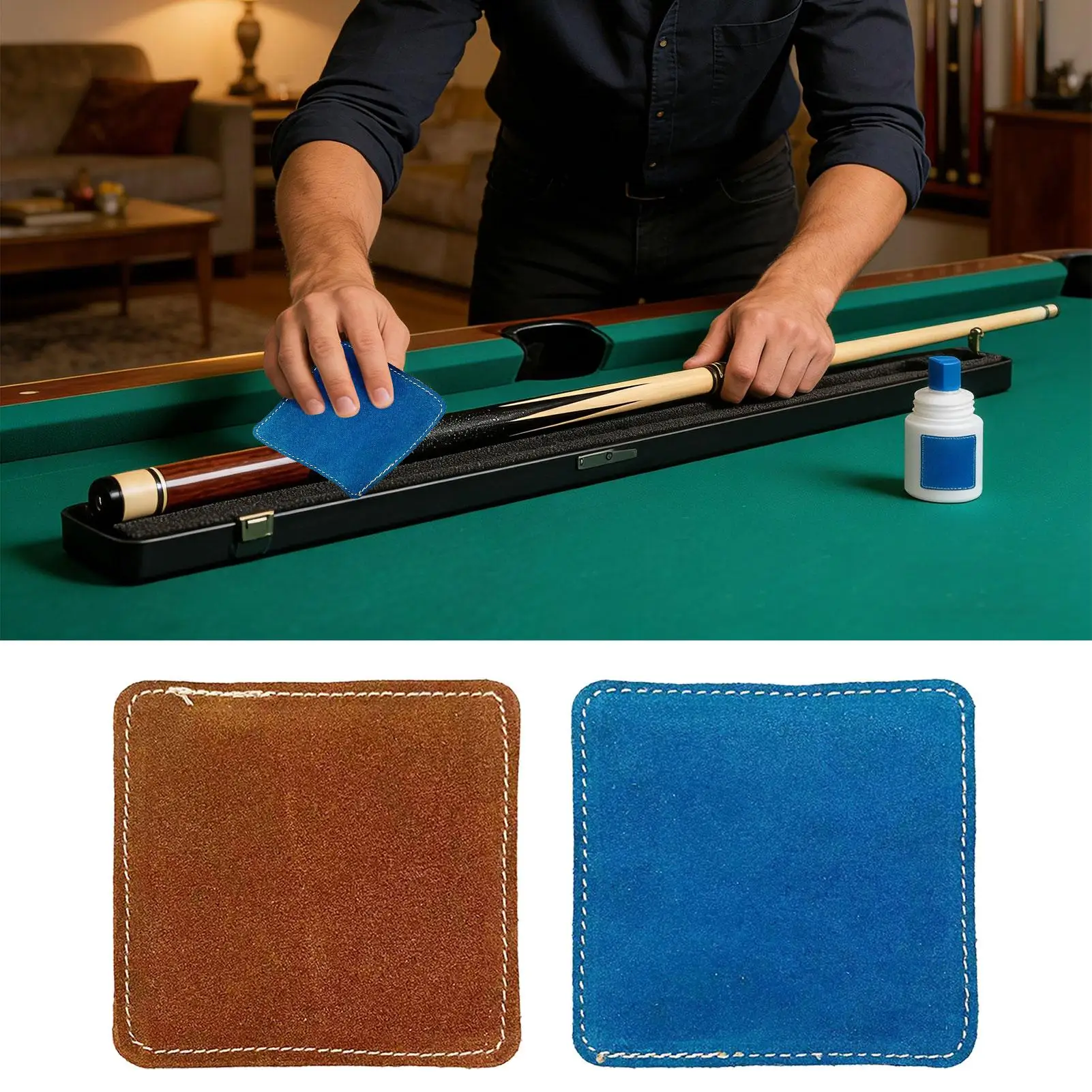 

Pool Cue Cleaner PU Leather Soft Polishing Billiard Cue Maintenance Cloth for Maintenance Players Hobbyists Home Club Game Room