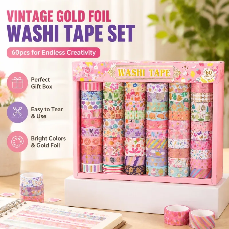 set-de-60-cintas-decorativas-washi-con-lamina-dorada-vintage-para-manualidades-decoracion-de-Albumes-stickers-y-cajas-de-regalo
