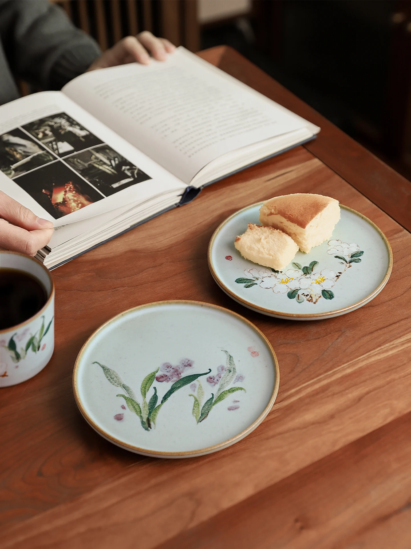 

Поднос для димсамов ручной работы, коврик для кофейной чашки, подставка для чайника, китайский поднос для послеобеденного чая, с цветочным узором, матовый