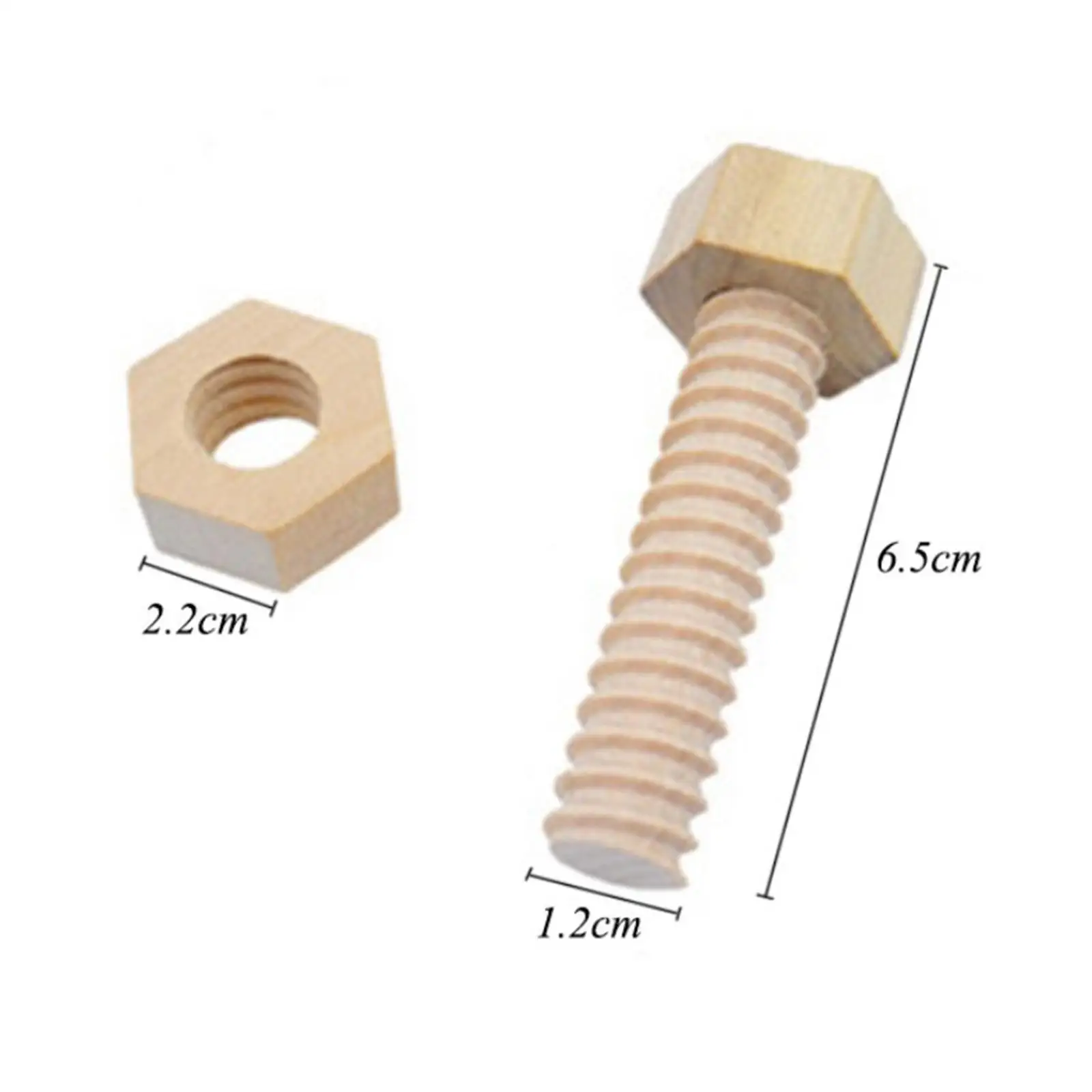 3Pieces Wooden Nut and Screw Game Learning Toy Geometry Building Blocks Educational Toys for Toddlers