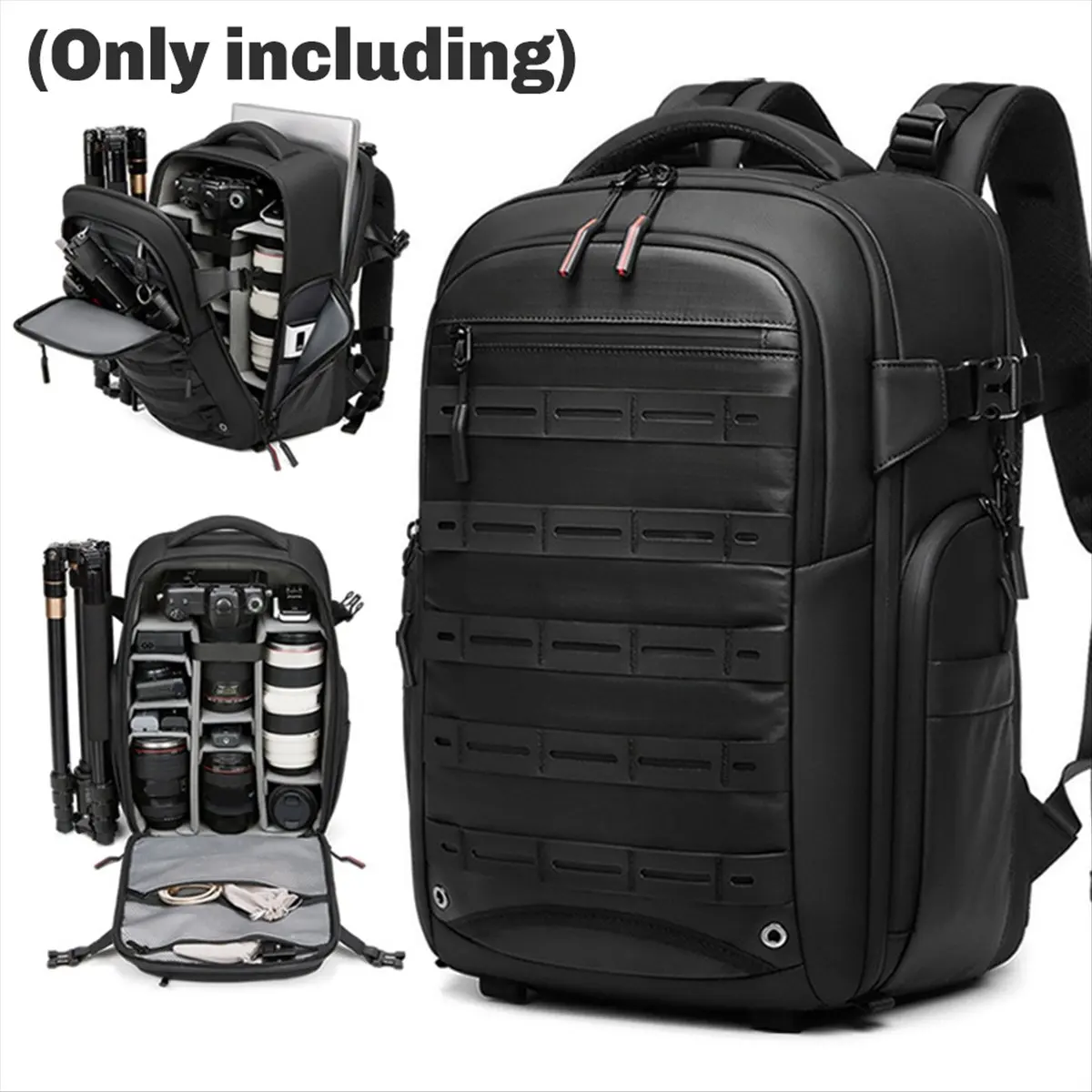 (A96Z) Multi-Function SLR Camera Backpack Large Capacity Splash-Proof with Drone Compartment Dry Wet Separation Laptop Sleeve