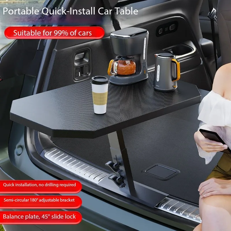 Lightweight Portable Trunk Mounted Folding Table, Space-Saving Expansion Table for Car Picnics and Tailgating
