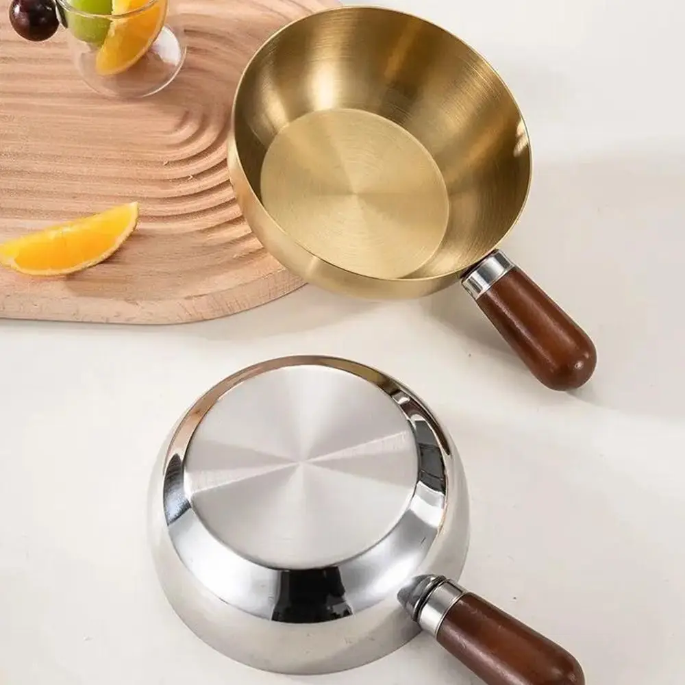 304 Stainless Steel Complementary Food Pot Silver Round Salad Bowl 0 Coating Removable Handle Bowl Small Cookware Housework