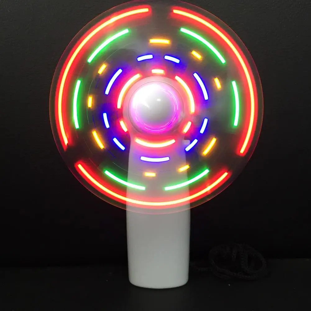 Mini ventilador de mano LED portátil con personajes intermitentes \