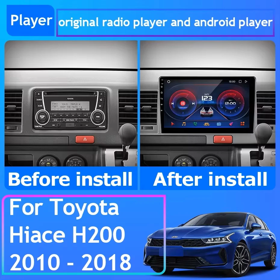 Car Radio For Toyota Hiace H200 2010 - 2018 LHD RHD Carplay Navigation GPS Android Auto Miltimedia Player Stereo Head BT No 2din