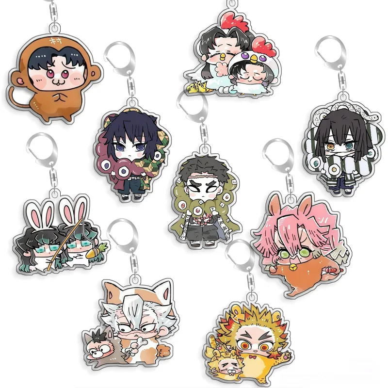 Акриловый брелок-подвеска ручной работы с персонажами аниме Demon Slayer: Томиока Гию, Токито Муичиро, Шиназугава Санеми, 5 см, подарок