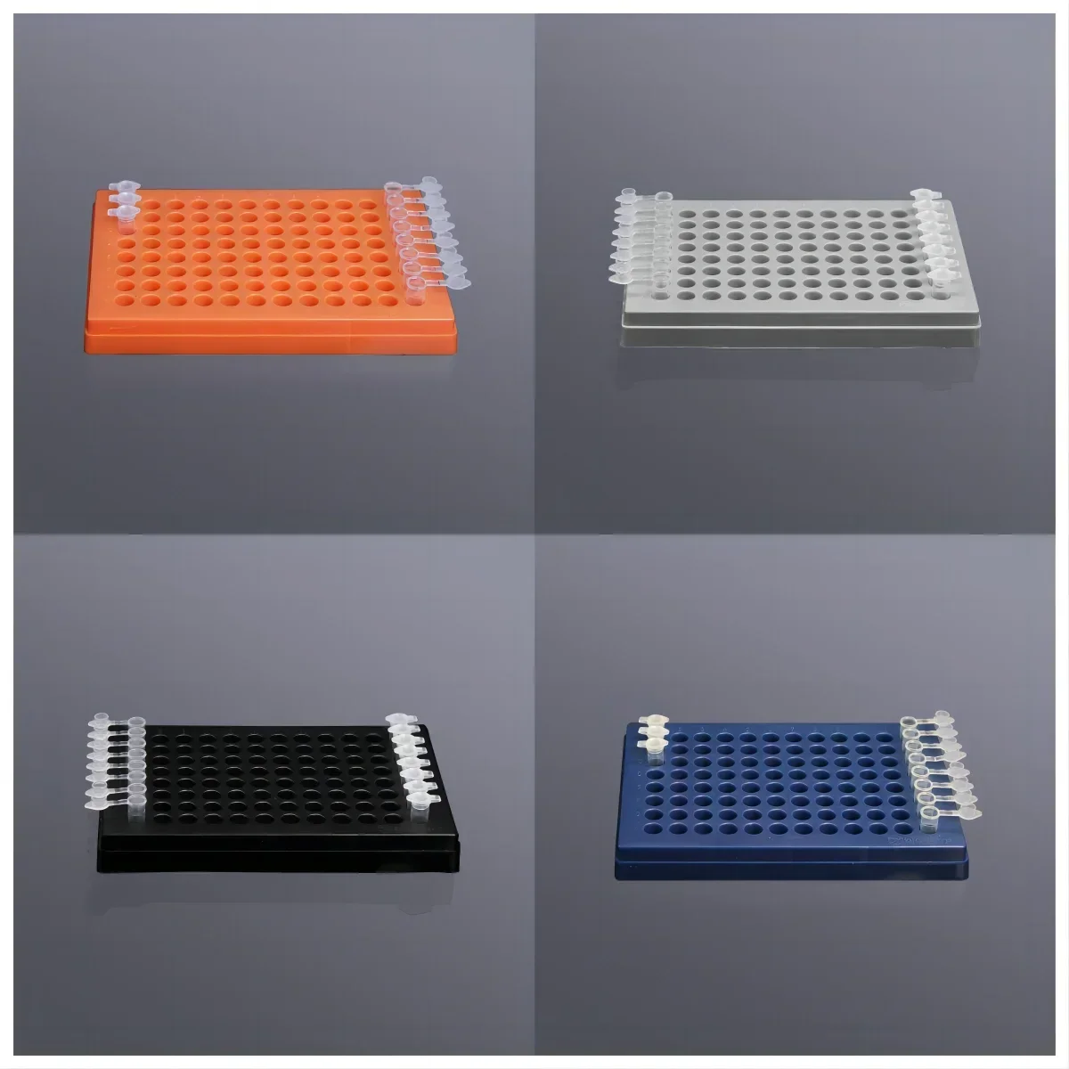 Biosharp 0.2ml Thin-walled Tube Cassette PCR Octet Cassette 96-well Blue, Black, Orange and Grey Storage Cassette with Lid