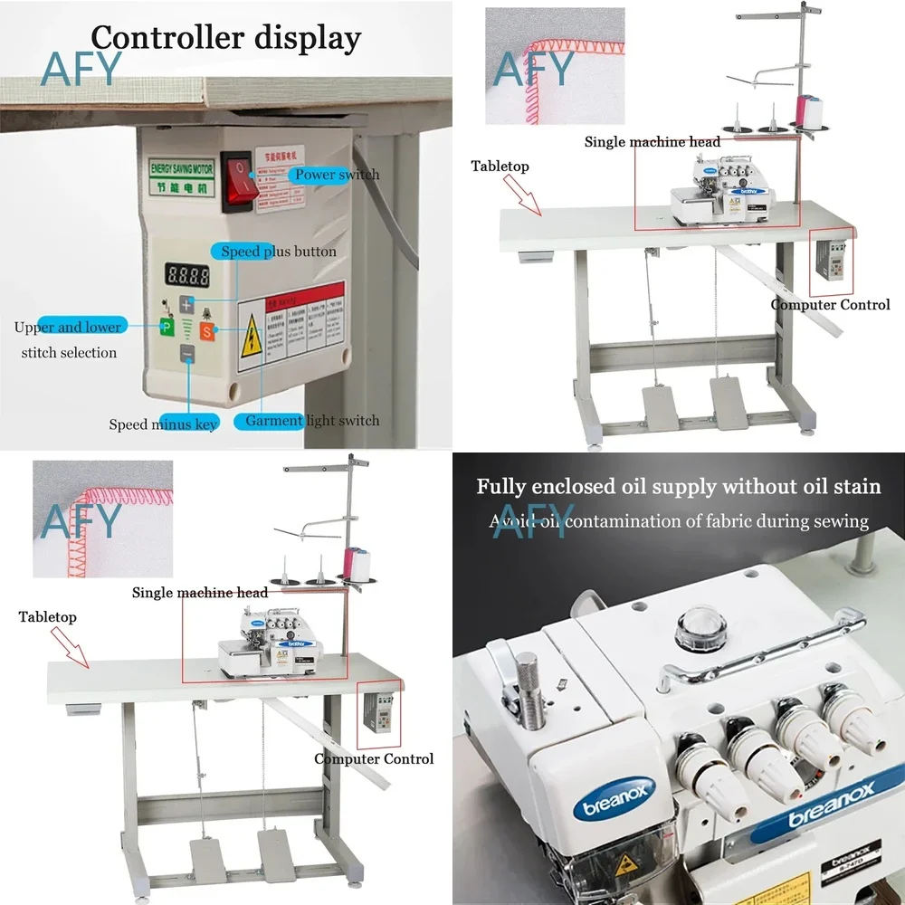 Máquina de Coser Overlock de Alta Velocidad con Accionamiento Directo para Uso Industrial, Máquina de Coser Overlock de 3, 4 y 5 Hilos para Prendas de Vestir