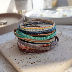 Handwoven kolombiya bilezik toptan bez örgülü bilezikler kadın erkek Boho hippi Unisex takı ayarlanabilir halat Pulseras