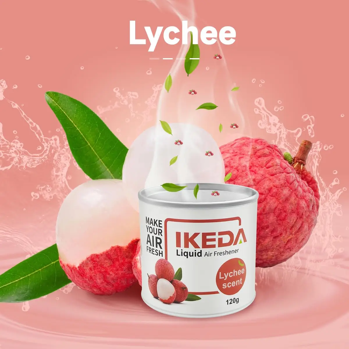 Car Air Freshener: Lychee Scent Liquid Cans Odor Elimination Smoke Smell Remover | Strong Long-Lasting Fragrance | For