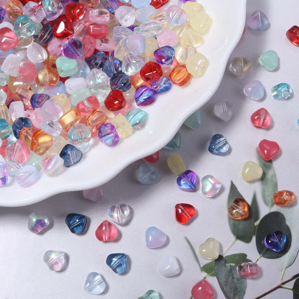 50pcs/lot 6mm Colorful Heart Shape Lampwork Beads Loose Glass Spacer Beads For DIY Necklace Bracelet Pendant Jewelry Accessories view 5