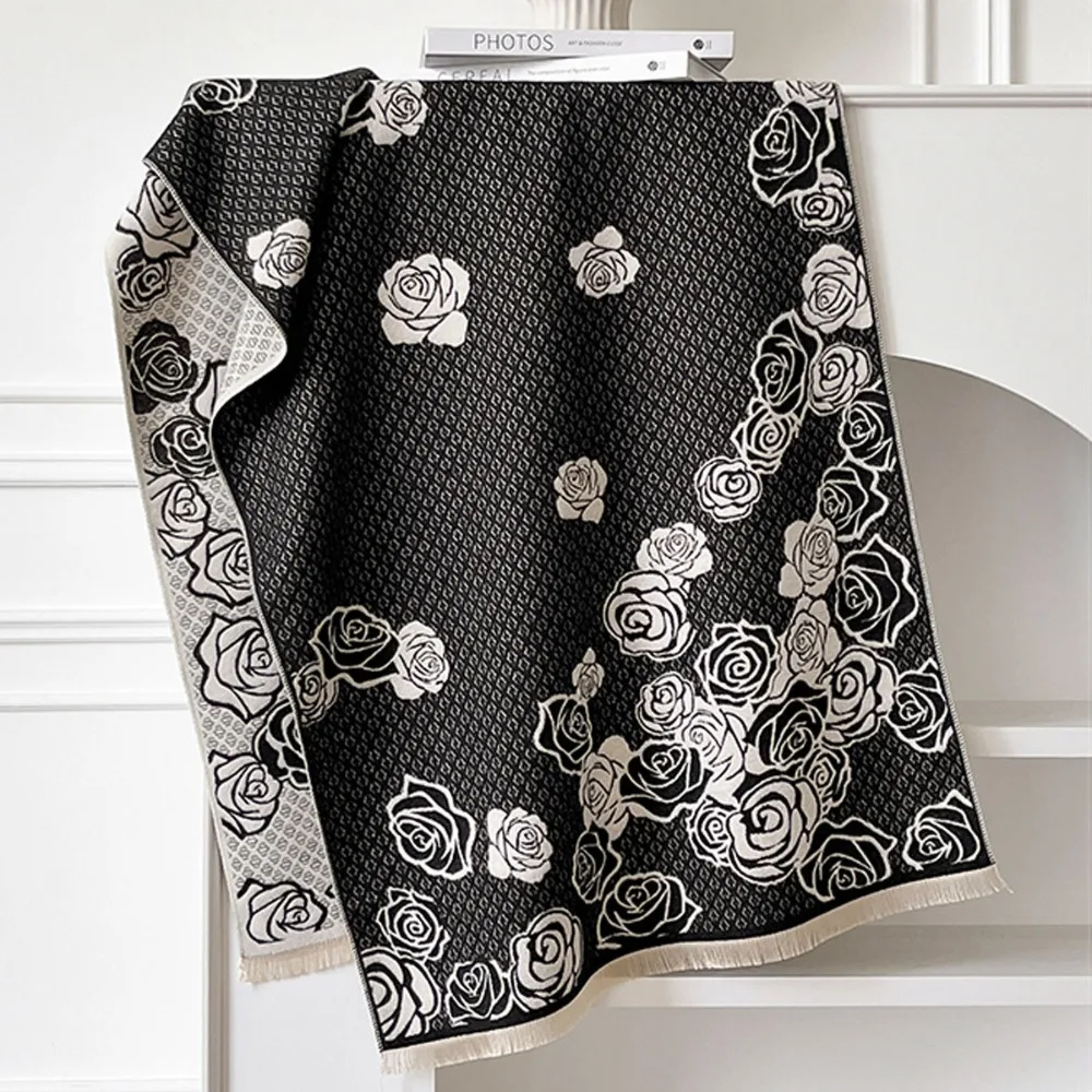 

Элегантный роскошный шарф из искусственного кашемира, теплое мягкое одеяло, ветрозащитный толстый зимний платок из пашмины для женщин