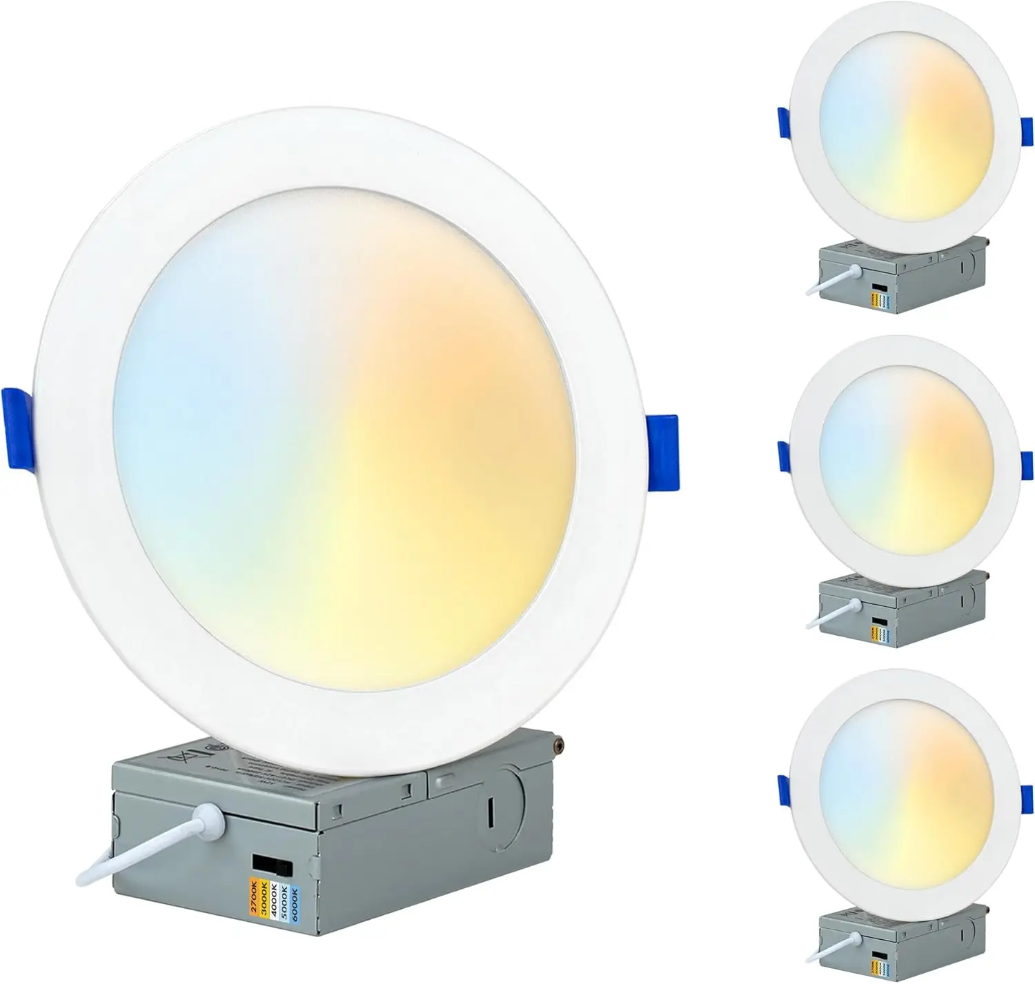 

4-Pack 6-Inch LED Recessed Downlight, 5 Color Temperatures, Dimmable, Energy-Saving, Ultra-Thin Design for Ceiling Installation