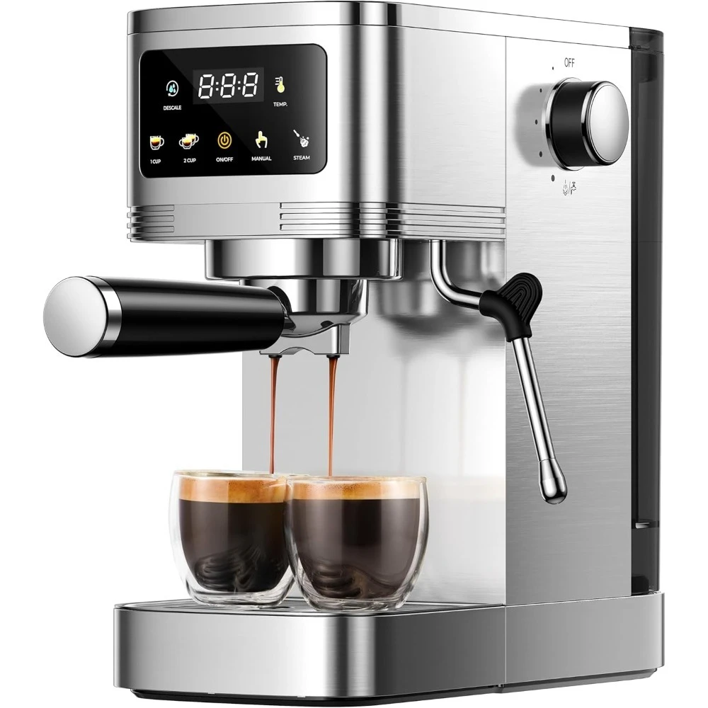 

Professional Espresso Machine 20 Bar Pressure with Milk Frother Steam Wand Touchscreen Control Adjustable Temperature for