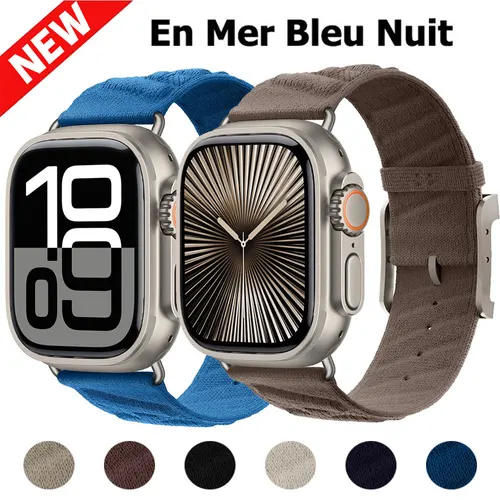 Imagen 1 del producto En Mer Band Bleu Nuit Band para Apple Watch Ultra2 49mm pulsera deportiva para la serie 10 46mm 42mm SE 9 8 7 45mm 44mm 40mm 41mm Correa