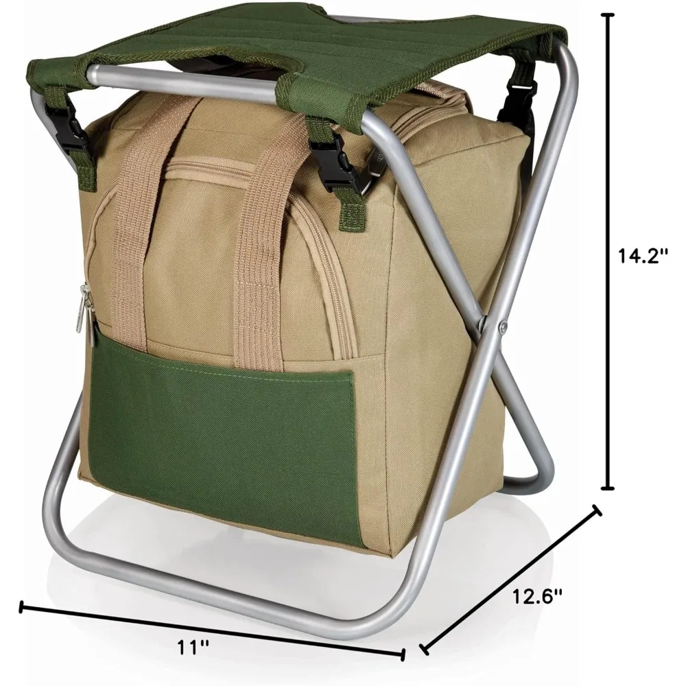 مقعد حديقة قابل للطي مع حقيبة أدوات قابلة للفصل ومجموعة بستنة مكونة من 5 قطع - منظم مقعد خارجي محمول (أخضر زيتوني) #3