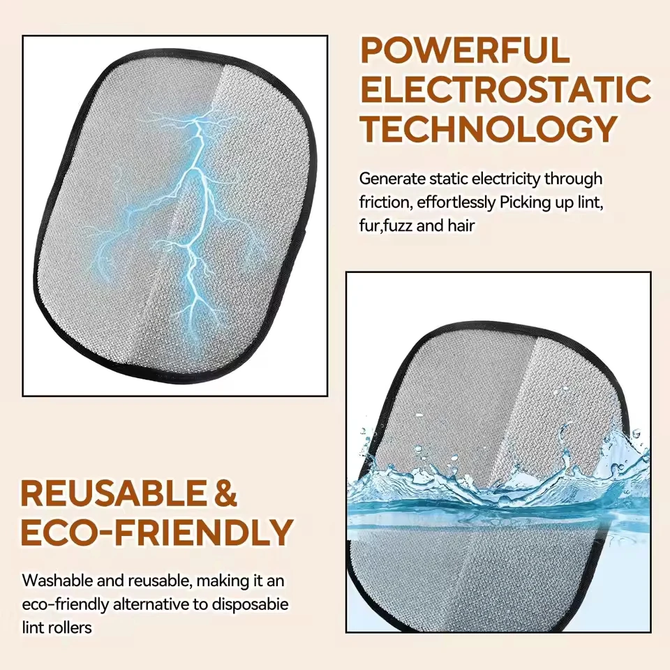 

Pet Hair Removal Gloves Electrostatic Hair Removal Gloves Reusable Double-Sided For Handling Stray Hair On Carpets And Clothing