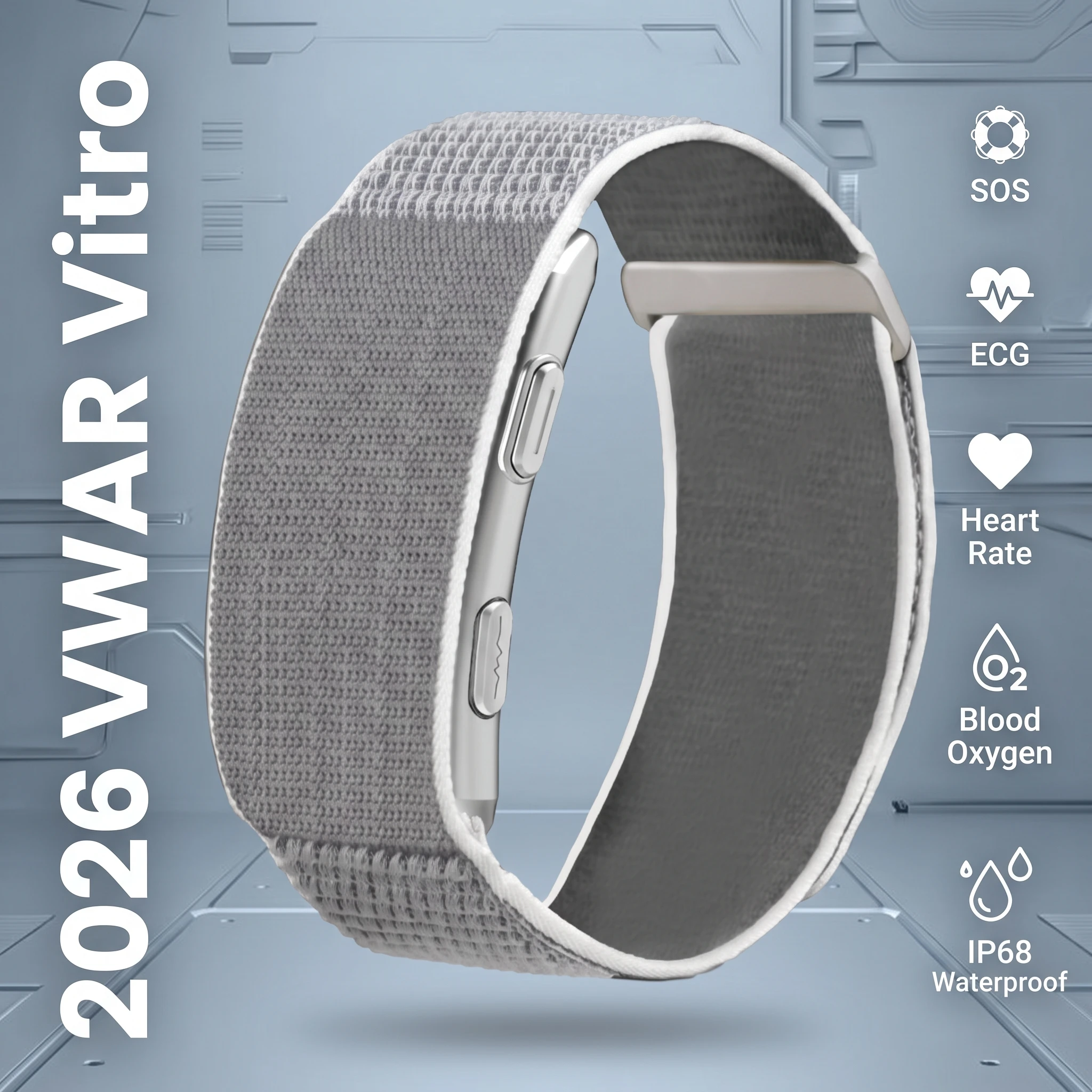 2026 VWAR Vitro Screenless Smart Band SOS Heart Rate Blood Oxygen Monitoring IP68 Waterproof Fitness Tracker Smart Bracelet New