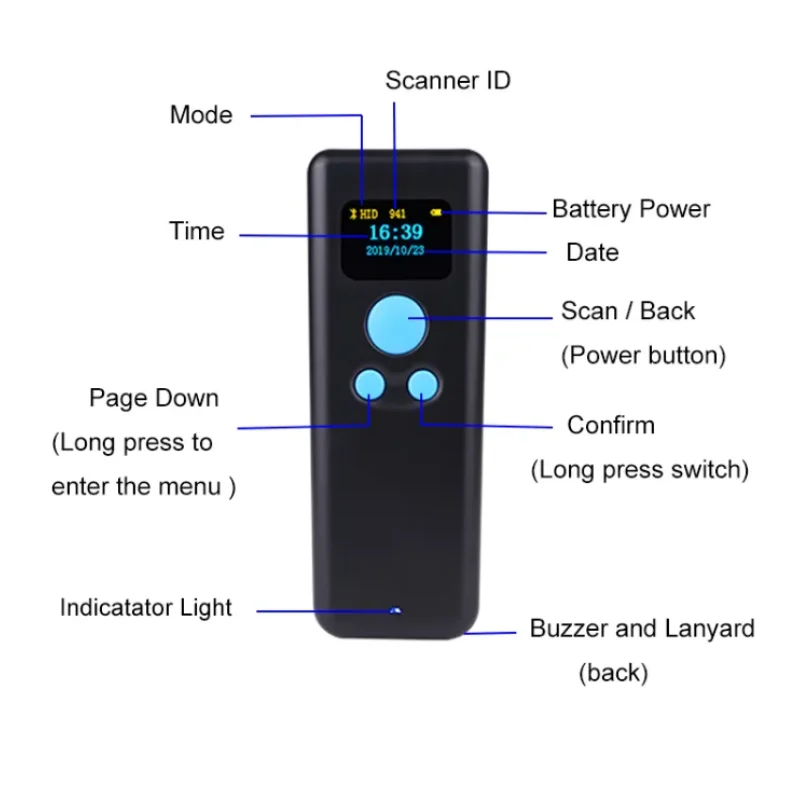 Imagem -02 - Mini Scanner Portátil com Tela Leitor de Código qr 2d Scanner com Tela