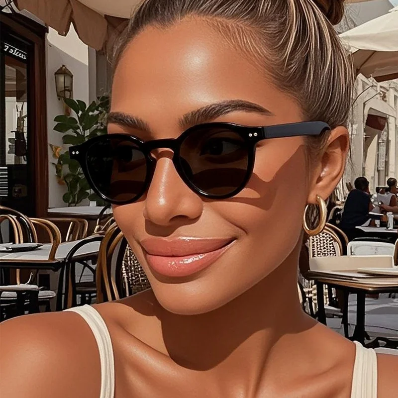 

New Fashion Small Round Sunglasses Women Vintage Luxury Brand Design Classic Anti-blue Eyewear
