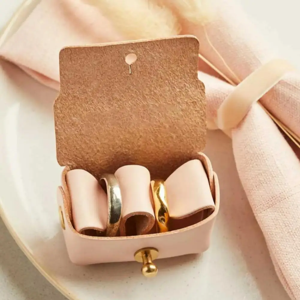 Ring Storage Box Durable Faux Leather Ring Organizer Soft Lining Scratch-proof Jewelry Box for Wedding Rings Portable Stylish