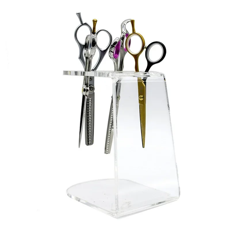 Scissors Holder Professional Salon Shears Display Stand Racks Storage Acrylic Makeup Brush Organizer Barber Hairdressing Supplie