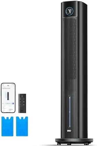 

DREO 43" Tower Fan for Bedroom - Quiet Oscillating Air Cooler with App Control, 4 Modes, 85° Oscillation, Black