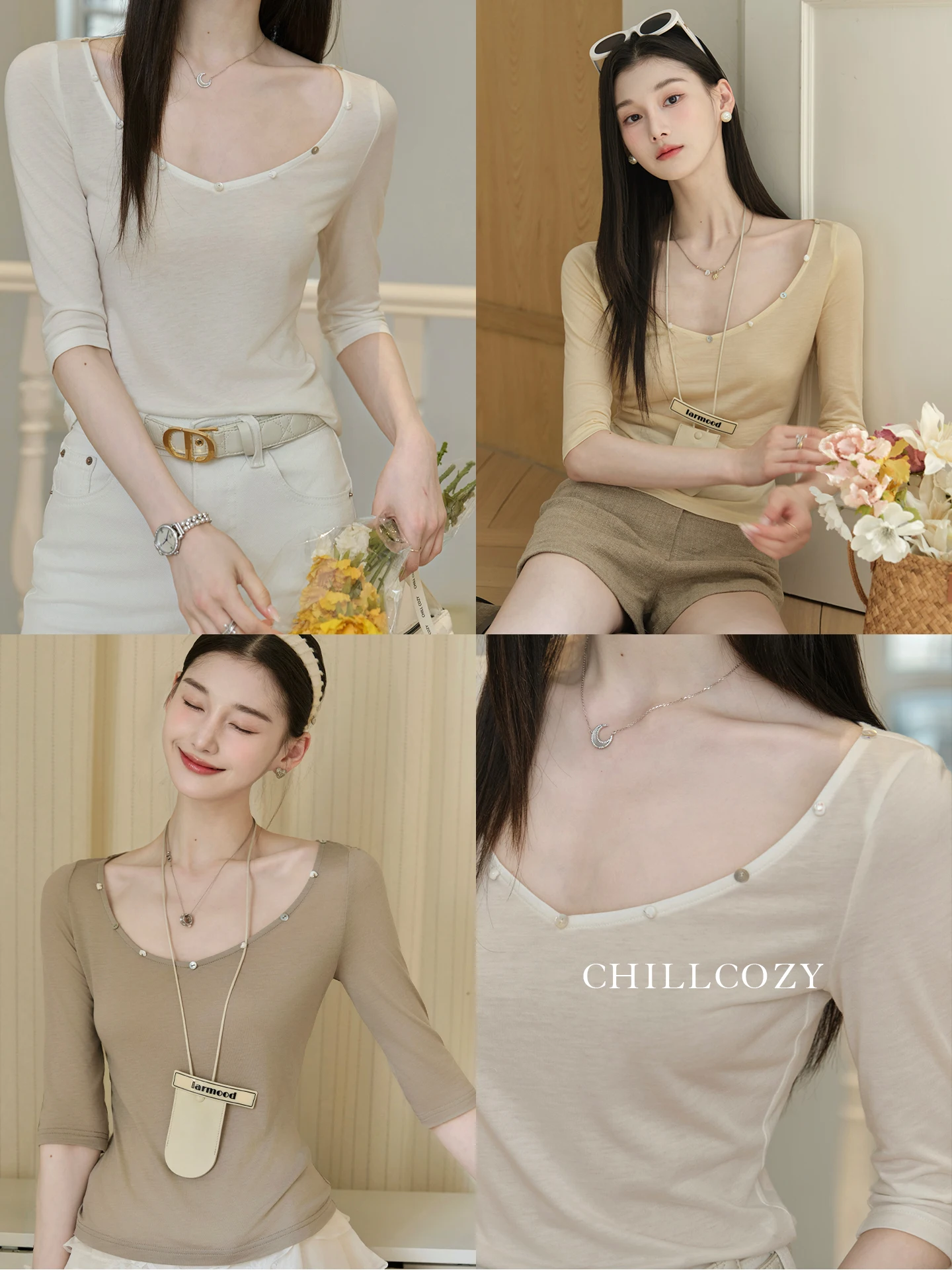 

Женская трикотажная футболка ChillCozy из смесовой шерсти, приталенная, повседневная, с V-образным вырезом, стандартной длины, весенняя мода