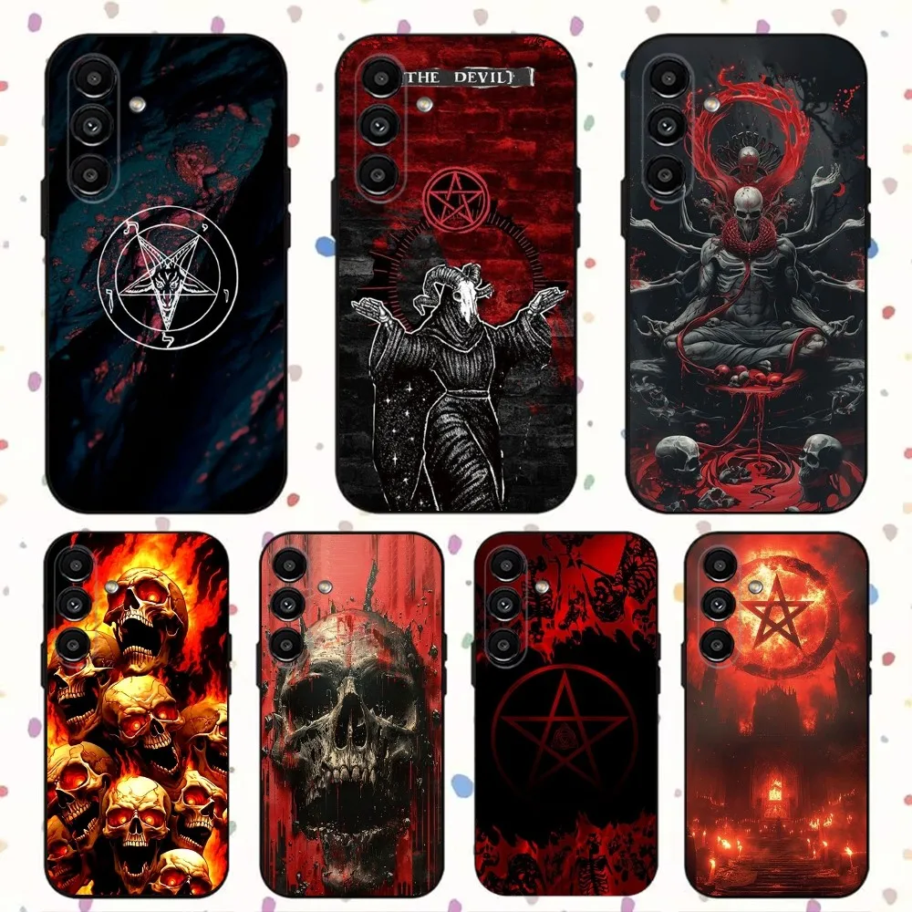 

Satanic Scary Skull Phone Case For Samsung S24,S21,S22,S23,S30,Ultra,S20,Plus,Fe,Lite,Note,10,9,5G Black Soft Cover