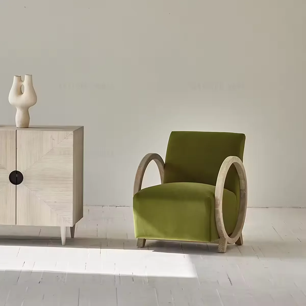 

！@Nordic Style Creative Single Sofa Chair Home Living Room Comfortable Sofa Decor Fabric Leisure Chair