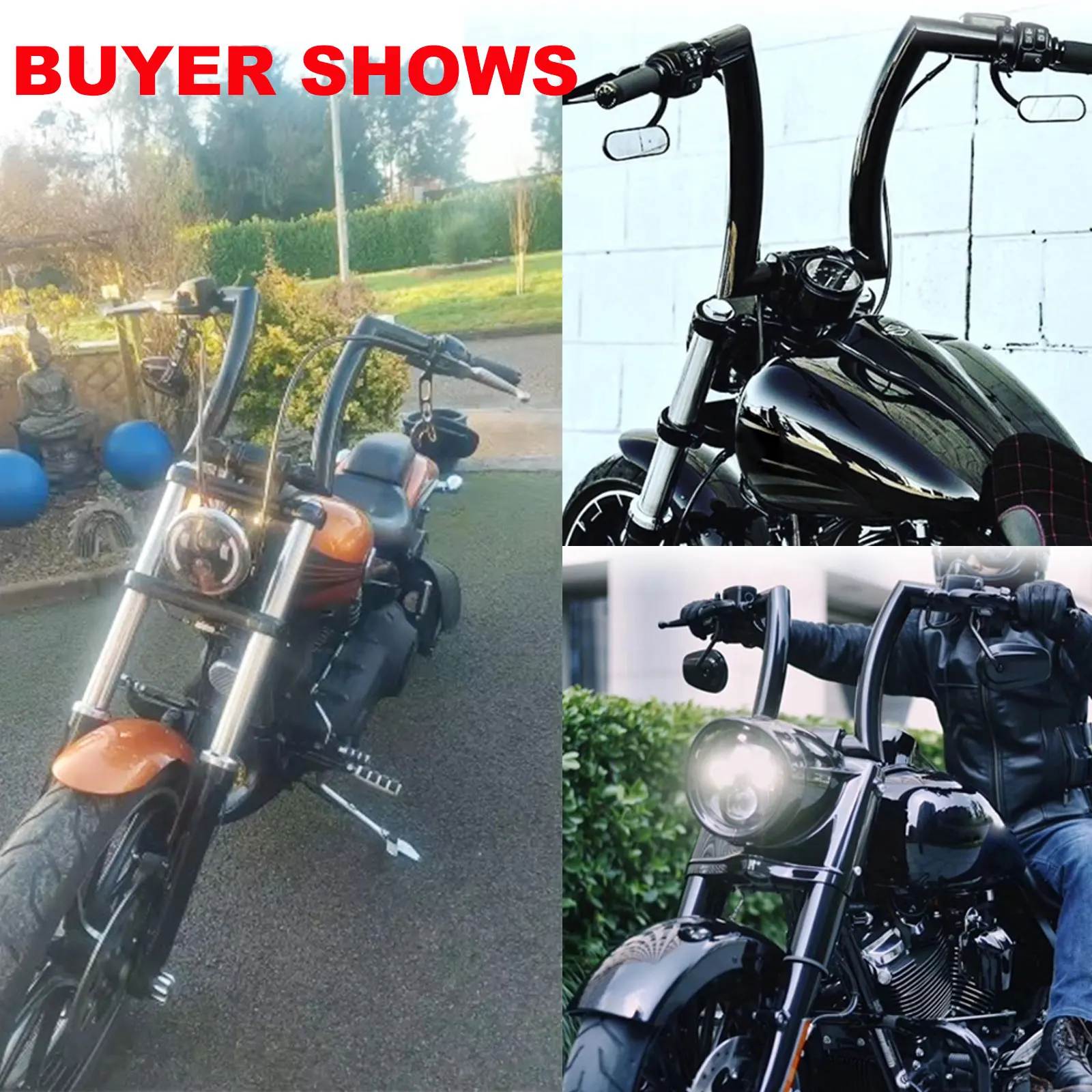 12 Inch Ape Hanger Handlebars For Harley Sportster, Touring & Dyna - Chrome Z-Bar Design