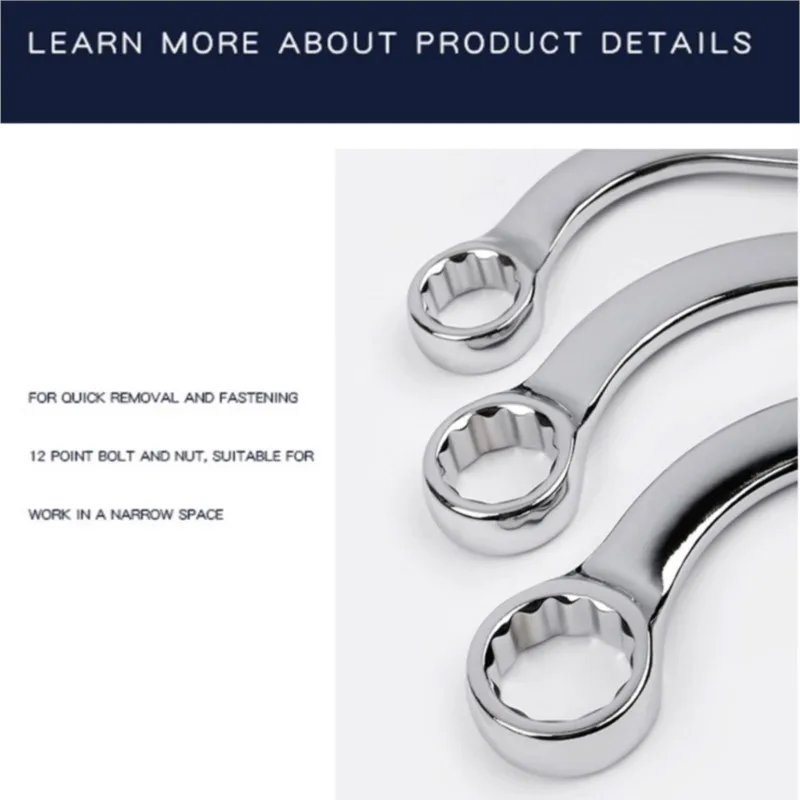 5Pcs/Set S Type Allsome Double Ended Allen Wrench 140-240MM Combination Ring Spanner Plum Curved Machine Fastener Repair Tools