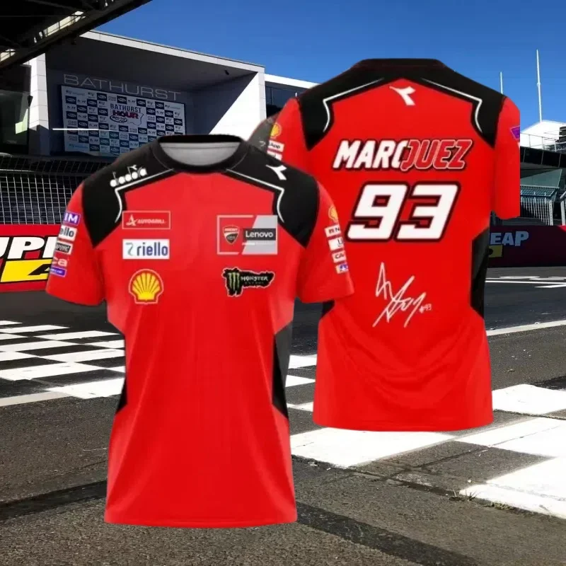 

2025 Мужская и женская мото новая велосипедная футболка для мотокросса, свободная дышащая быстросохнущая спортивная рубашка Marc Márquez 93, очень большая повседневная футболка