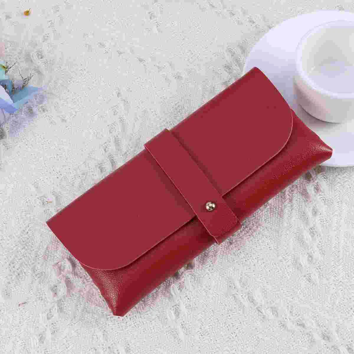 Fashion Glasses Case Buckle Clamshell PVC Glasses Case Handmade Cover Bag (Red) PVC glasses cover