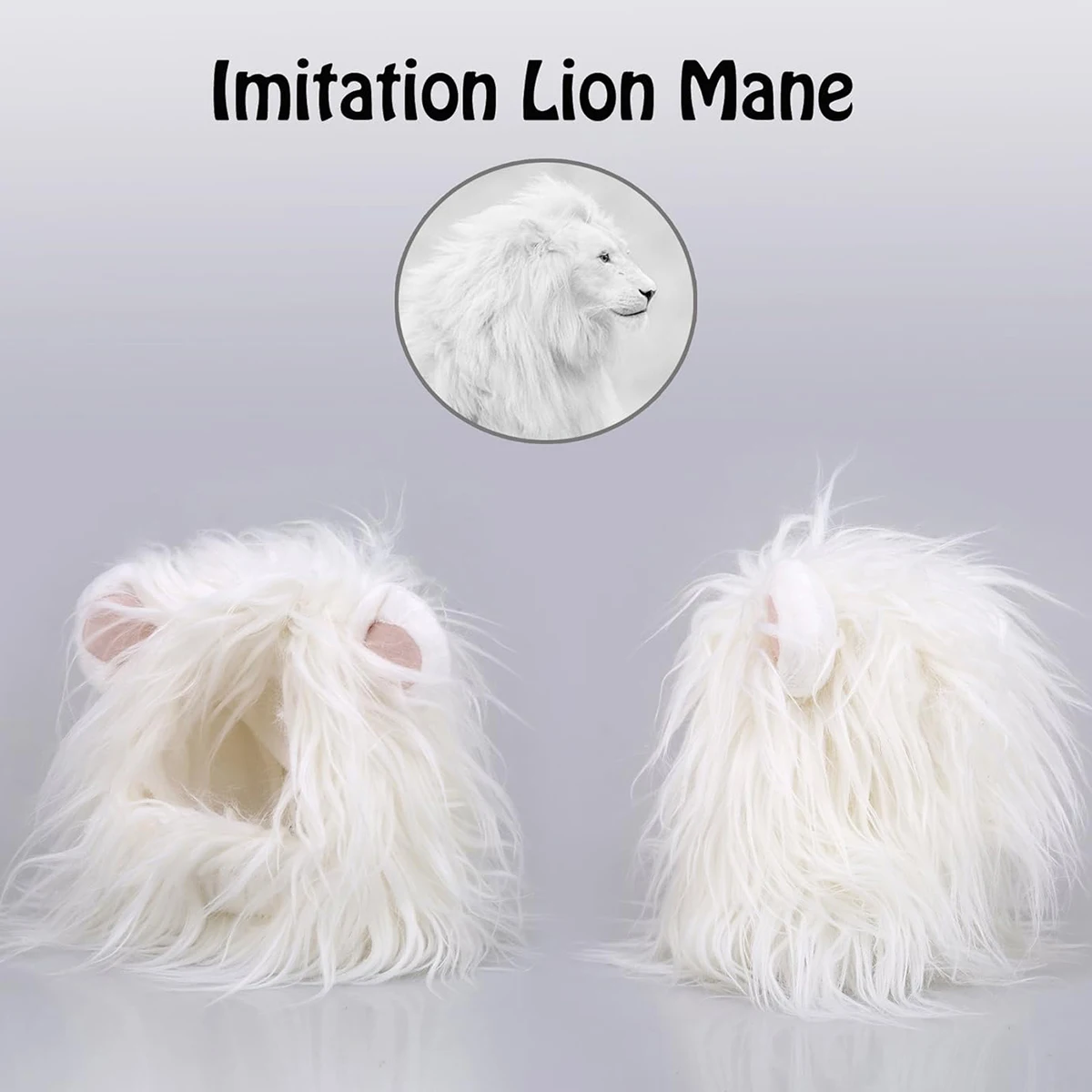 Cats And Dogs Cosplay Hat Adjustable White Lion Costume Easy To Put On And Take Off  For  Halloween Clothes Pet Accessories