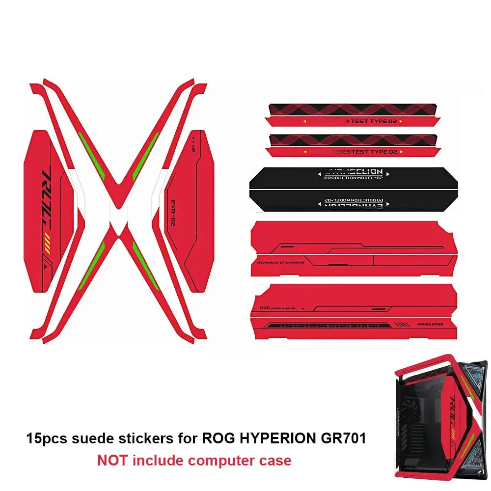 15pcs DIY Stickers For ASUS HYPERION GR701 Case,MOD ROG Anime Gaming Cabinet Decorative Suede Stickers Cover