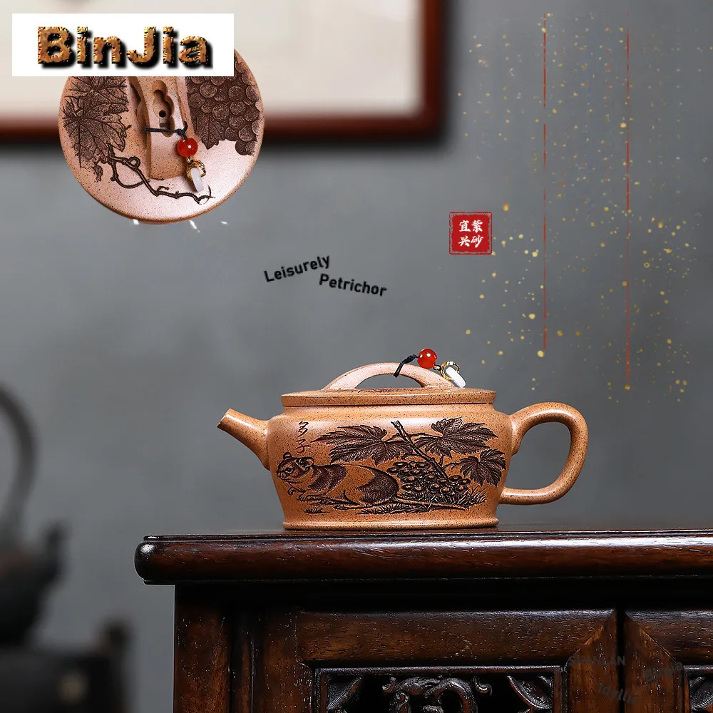 

250 мл Ретро Исин Фиолетовые Глиняные Чайники Ручной Работы Гранатовый Горшок Большого Калибра Сырой Руд Сек Грязевой Чайник Чайный Набор Цзыша