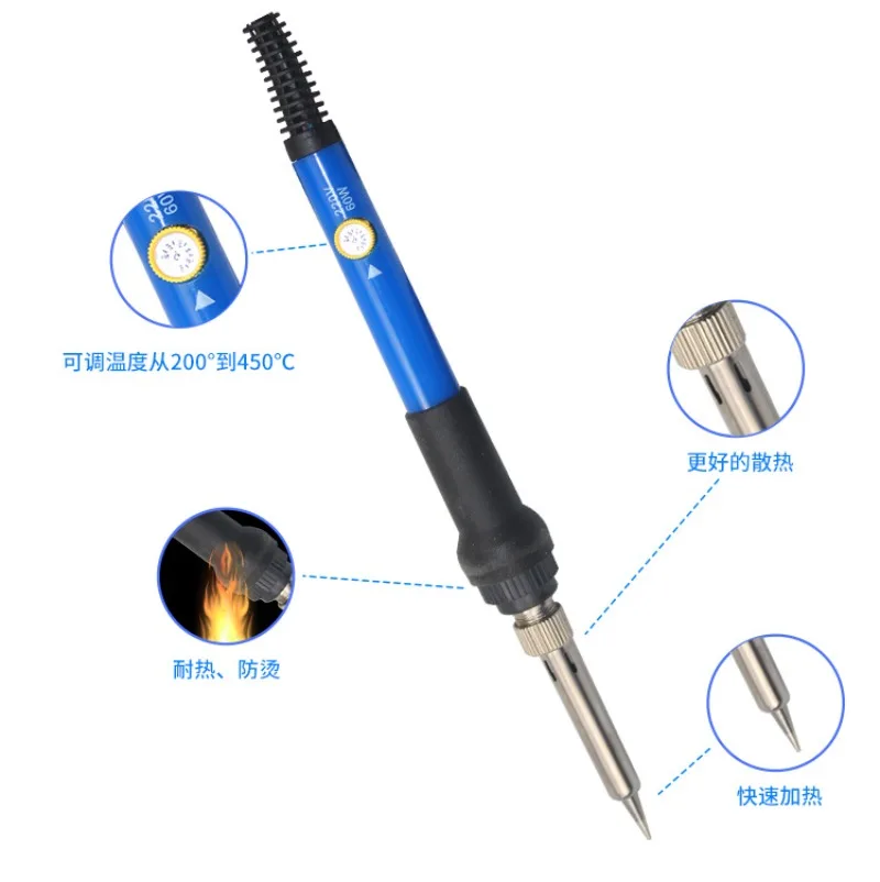 New temperature adjustable electric soldering iron 220V 60W welding solder rework table heating nib repair tool