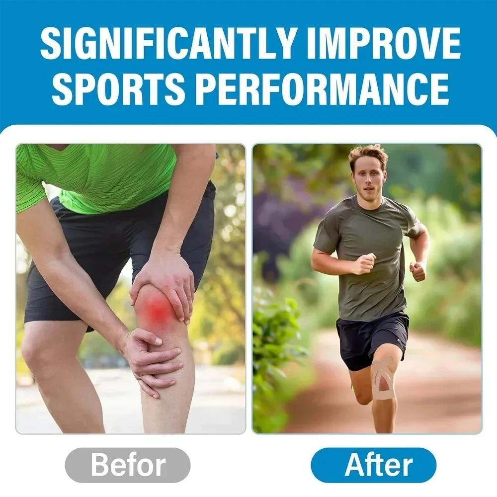 10 قطعة شريط علم الحركة مسبق القطع للركبتين مقاوم للماء شريط ركبة مرن قابل للتنفس شريط رياضي يوفر دعم الاستقرار والجري