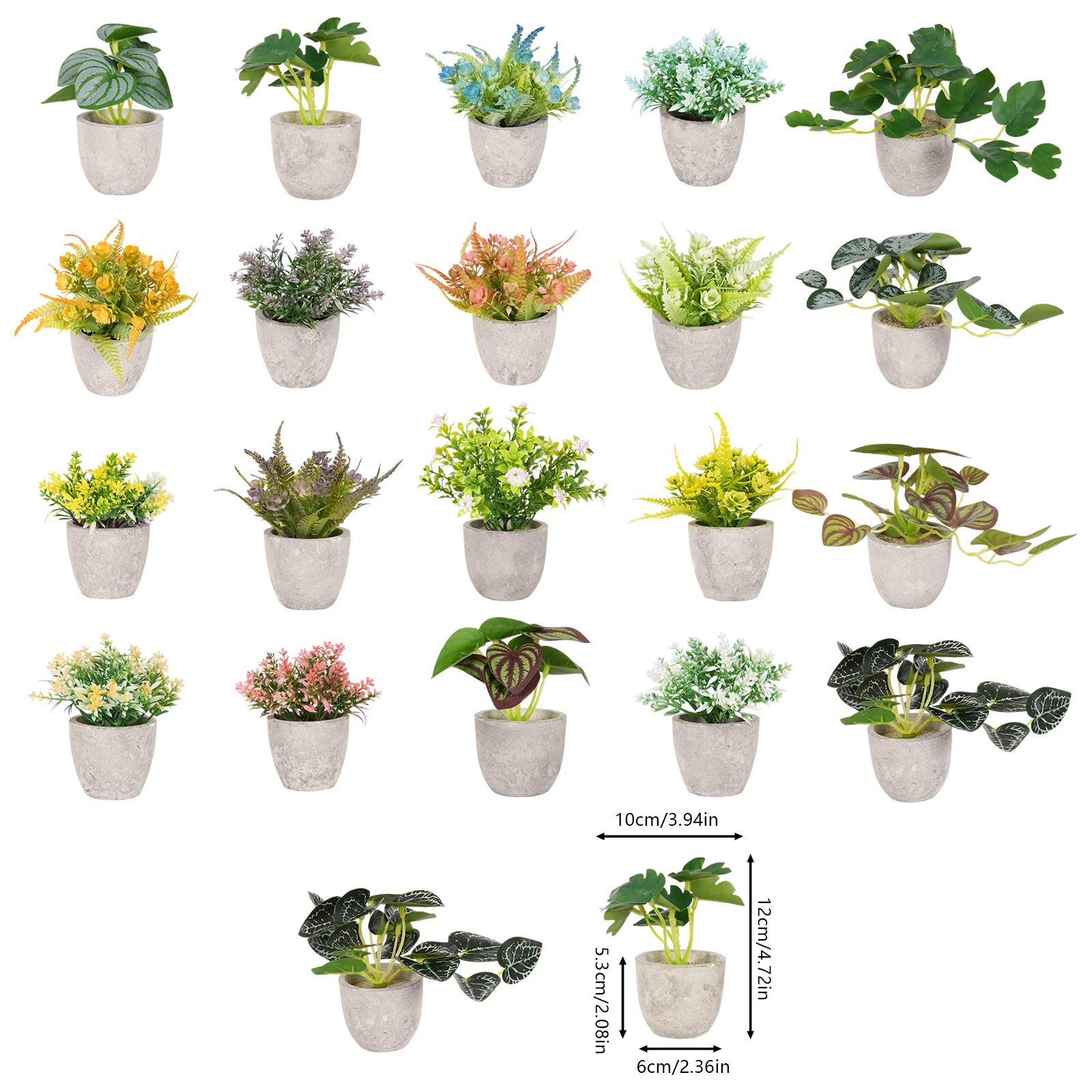 

24pcs Mini Green Plant Pulp Pots Set, Desktop Decor, Artificial Flower Planters