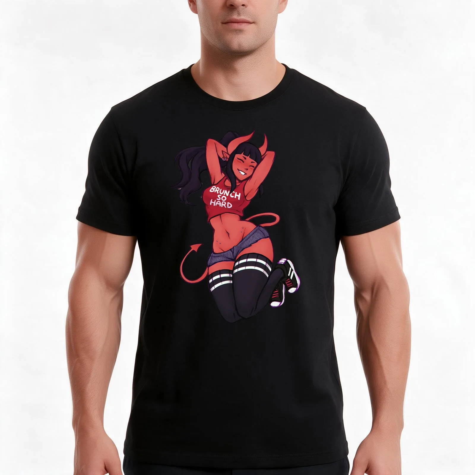 Meru The Succubus Sport Sexy Girl T-Shirt Summer Casual Cotton Tee Oversized Streetwear Tops Vintage Graphic Print