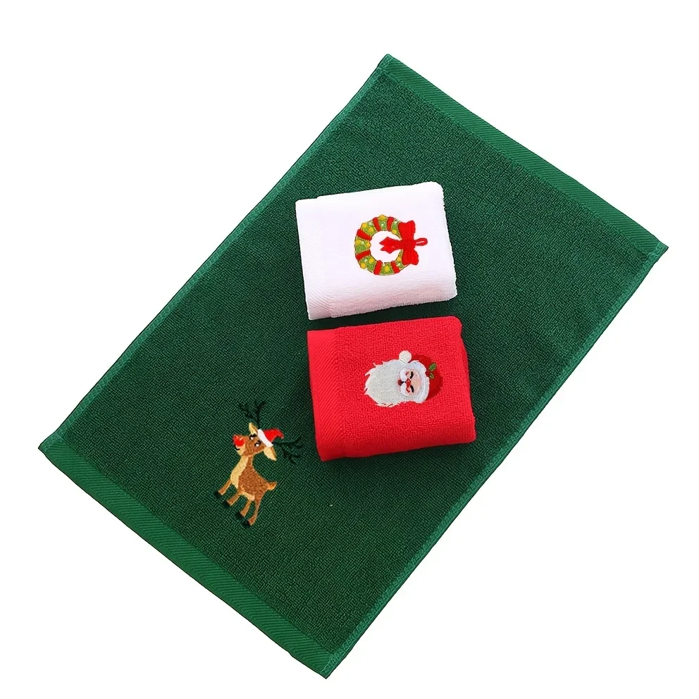 3pcs Christmas Exclusive Embroidered Towel Set, Soft Skin-Friendly, Perfect for Daily Bathing, Towels Bathroom,Christmas Present