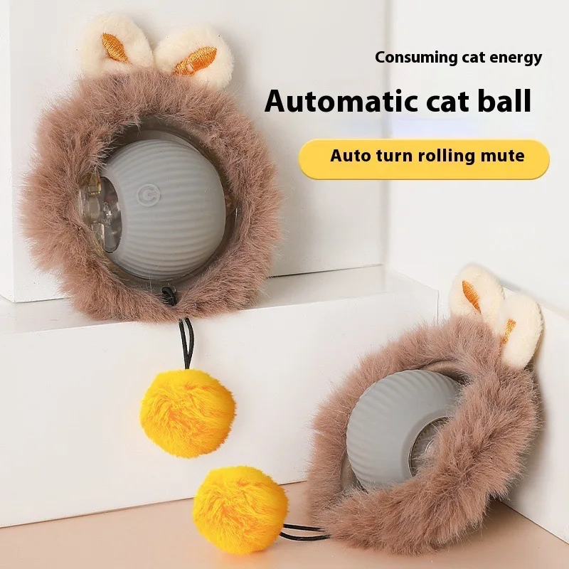 

Cat Interactive Ball Toys Automatic Rolling Ball Faux Tail Rechargeable Smart Pet Electric Toy Dog Cat Training Imitate Mouse