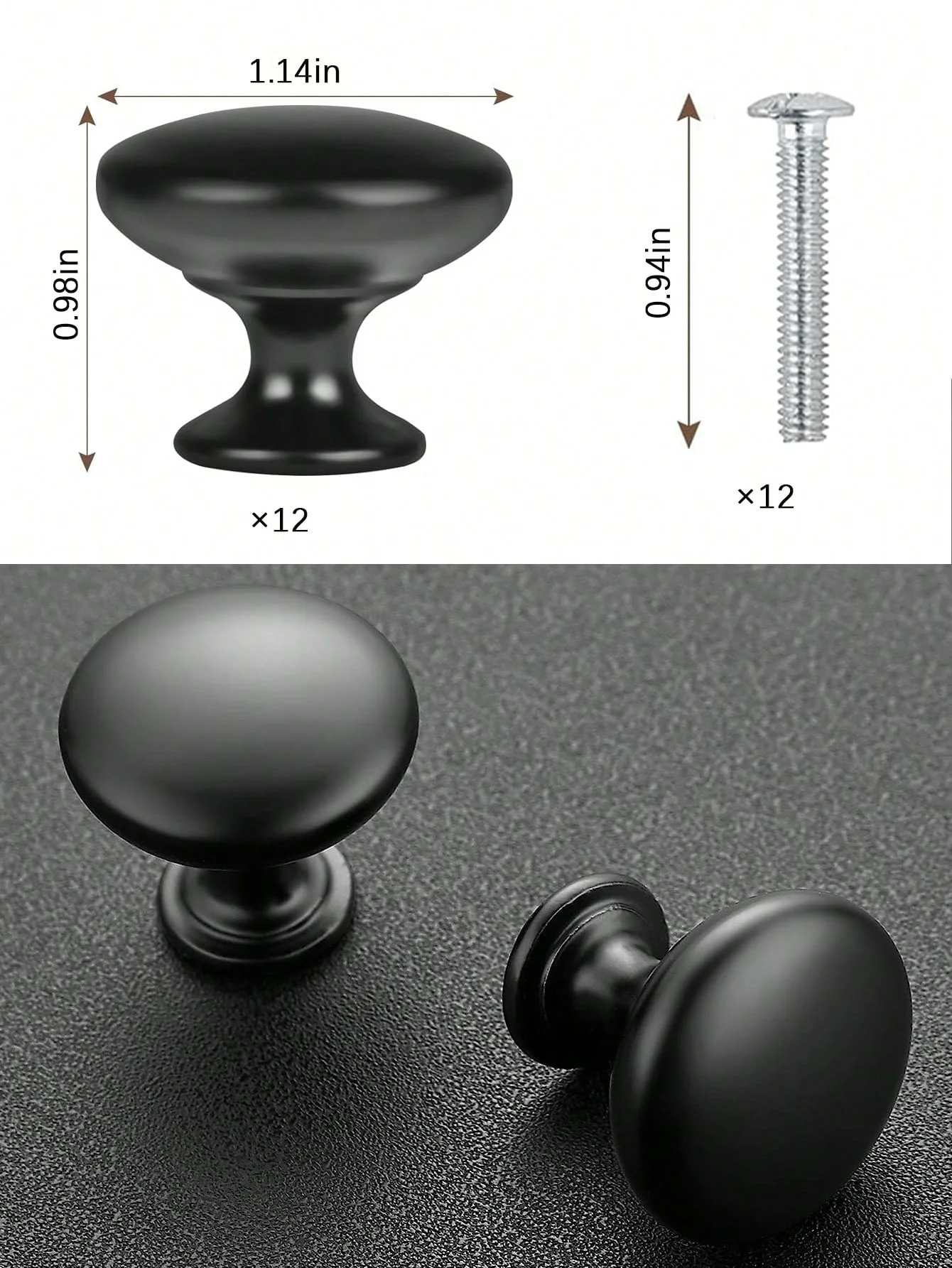 12Pcs Kitchen Cabinet Knobs Matte Black Knobs Drawer Pulls Door Dresser Drawer Handles Knobs for Dresser Drawers