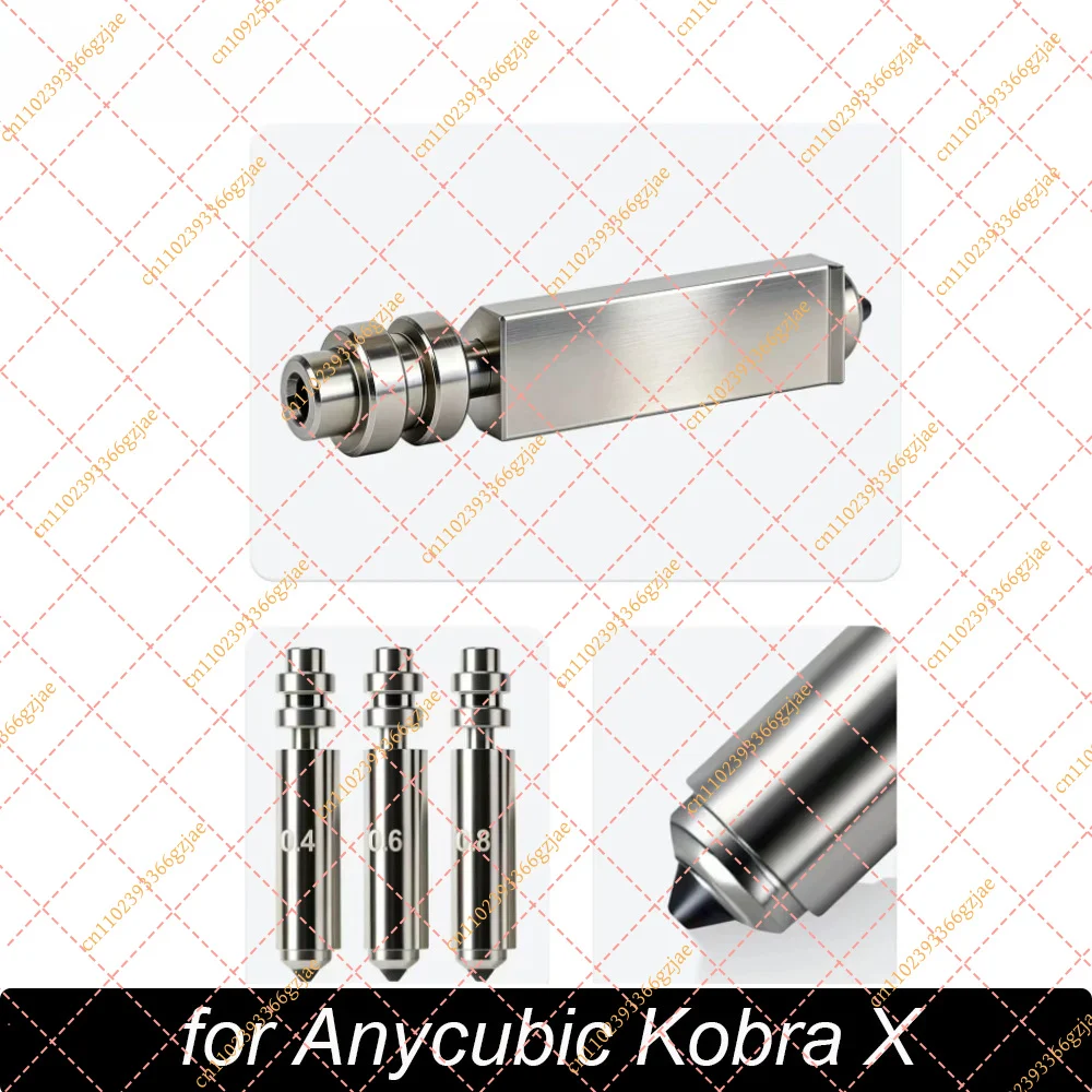 0.25/0.4/0.6/0.8mm Chromium Zirconium Copper Nozzle & Hotend Heating Component for ANYCUBIC Kobra X, Replacement Parts